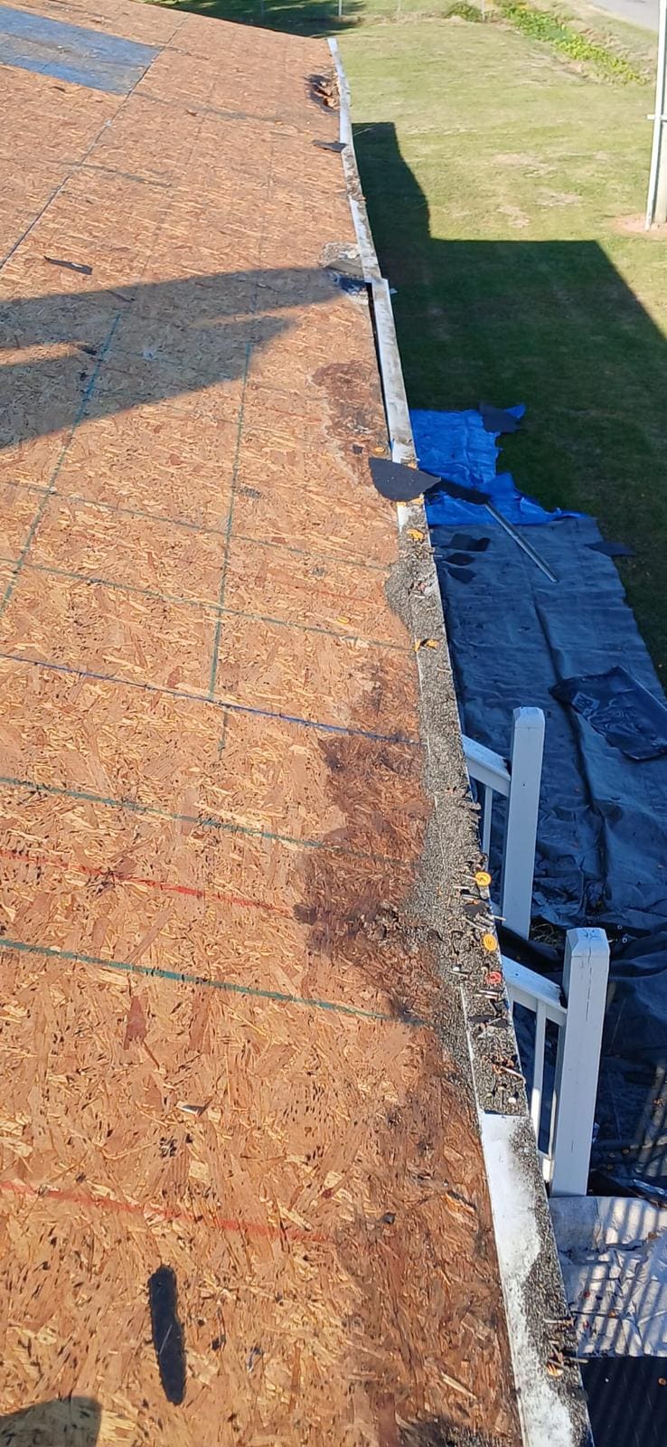 Front porch of a house mid re-roof